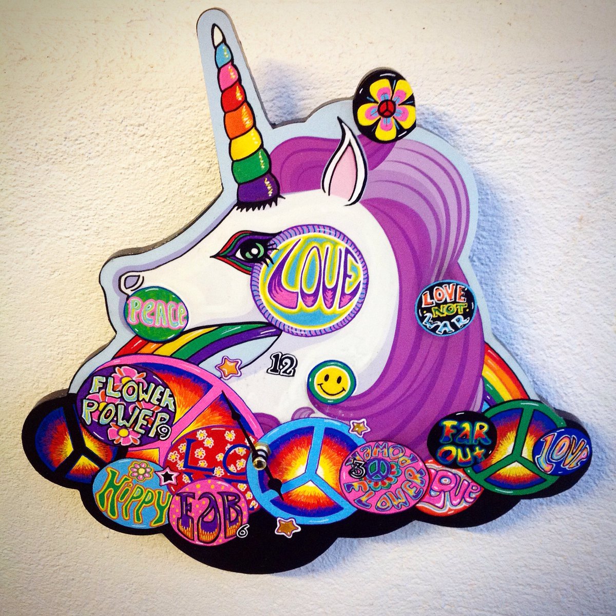quinn_staci's tweet photo. #unicorn #clock for sale at @WOTAB hand painted by @quinn_staci https://t.co/2tYRK68vFY