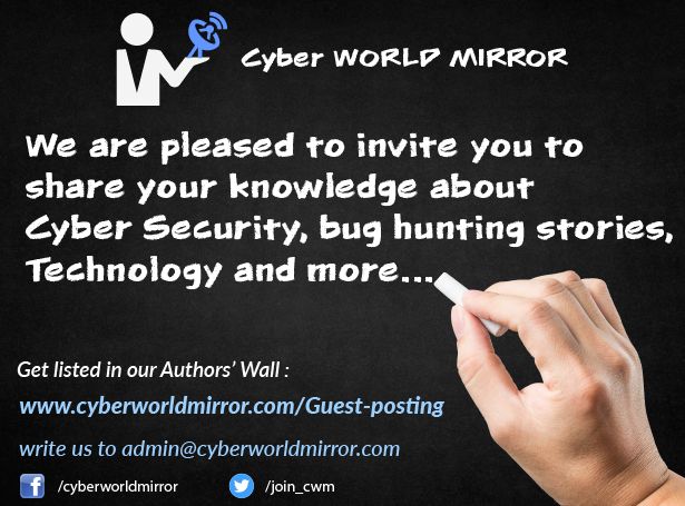 join_CWM's tweet image. We r pleased to invite you to share your knowledge about #CyberSecurity, #technology,#bugbounty 
#GuestPost #infosec
cyberworldmirror.com/guest-posting