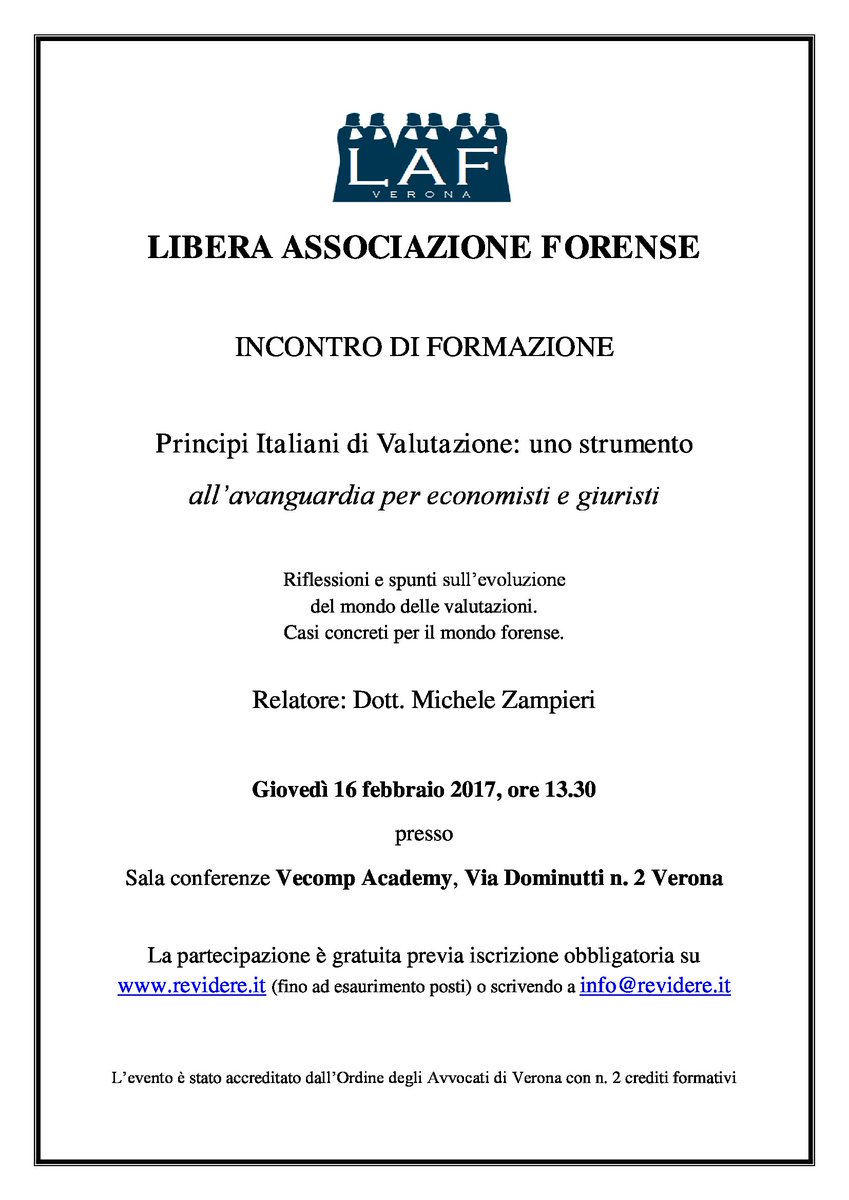 StudioImpresa's tweet photo. I Principi Italiani di Valutazione sono parte del quotidiano, ma ad un livello più alto!Evento gratuito iscrizione info@revidere.it https://t.co/qBQOU8ZqMR