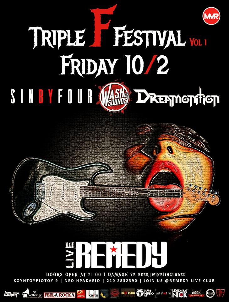 rockattitudegr's tweet image. Σήμερα στο Remedy Live Club: Triple &quot;F&quot; Festival με τους Sin By Four, Dreamonition και Wash Of Sounds! #bbr #bbrweb
bbrweb.com/2017/01/triple…