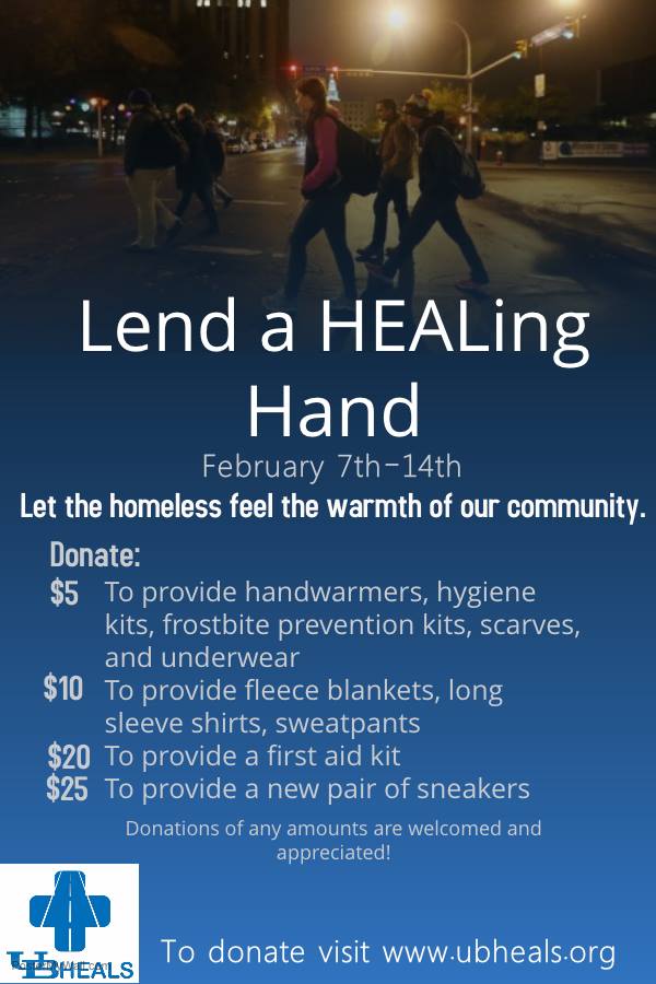 UBHEALS's tweet photo. Today is Day 3 of our #LendaHEALingHand campaign! Please consider donating to UB HEALS! https://t.co/bRG9m1vJKb #UBHEALS #bridgingthegap https://t.co/lfWmDtGAo7