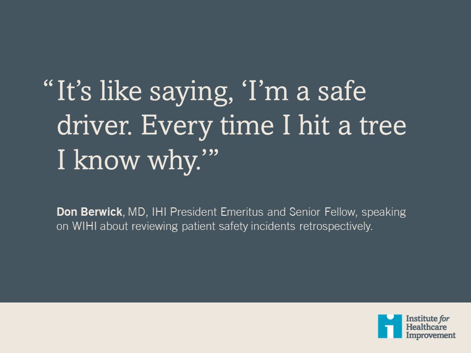 TheIHI's tweet photo. Listen to the podcast of the last #WIHI on #ptsafety featuring @DonBerwick and @DerekFeeleyIHI - https://t.co/mMFlCrA9bp https://t.co/yeJoiQQ98t