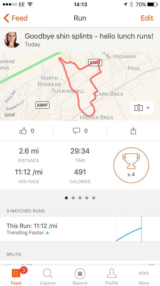 LyssaCrump's tweet image. First run in two months and it felt soooo good! #GoodbyeShinSplints