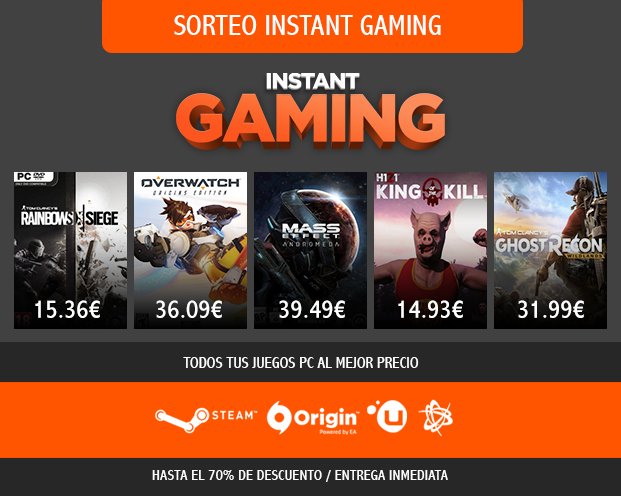 🔥SORTEO INSTANT GAMING!🔥
 instant-gaming.com

GANA 1 JUEGO PC EN IG!

RT y sigue <a href="/InstantGamingES/">Instant Gaming</a> para participar
Hasta 17/02