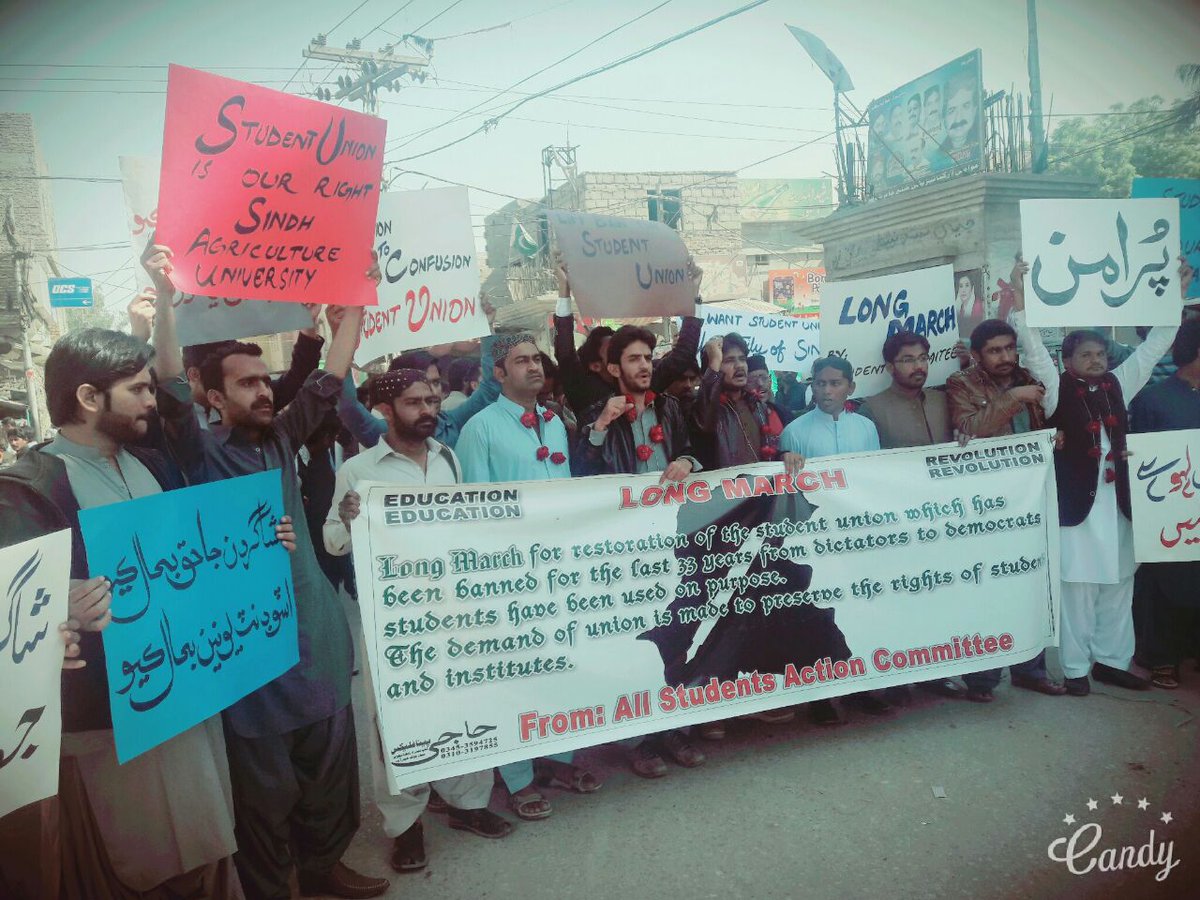 AmmarRashidT's tweet photo. Progressive students in Sindh are starting a long march from Kotri to Karachi today for restoration of student unions. #LetStudentsUnionize https://t.co/TalB1Eha9y