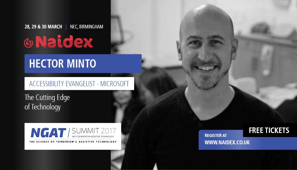 NaidexShow's tweet photo. #NGAT presents: @hminto on 'The cutting edge of technology' at #Naidex43 Free tickets: https://t.co/sJb4Tz7JjK https://t.co/IPs0f5cXPH