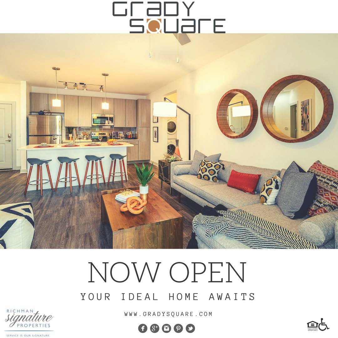 LiveAtSignature's tweet photo. Our newest community, #GradySquare, is officially open! We are excited to welcome these gorgeous #TampaApartments to the Signature family! https://t.co/QBflAblxKc