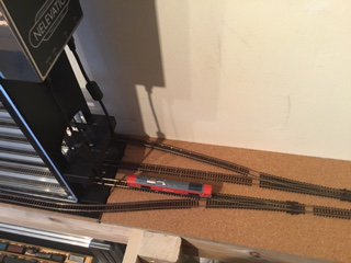 Nelevation's tweet image. A customer 's #Ngauge Nelevator installed on his layout with 2 bypass tracks.