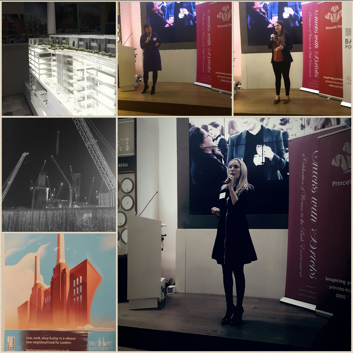 scarlettwedlake's tweet photo. Not your average Tuesday night spent listening to speeches at #Battersea power station with #chickswithbricks #wedlakebell #princestrust🏭 https://t.co/3DrUE6VslP