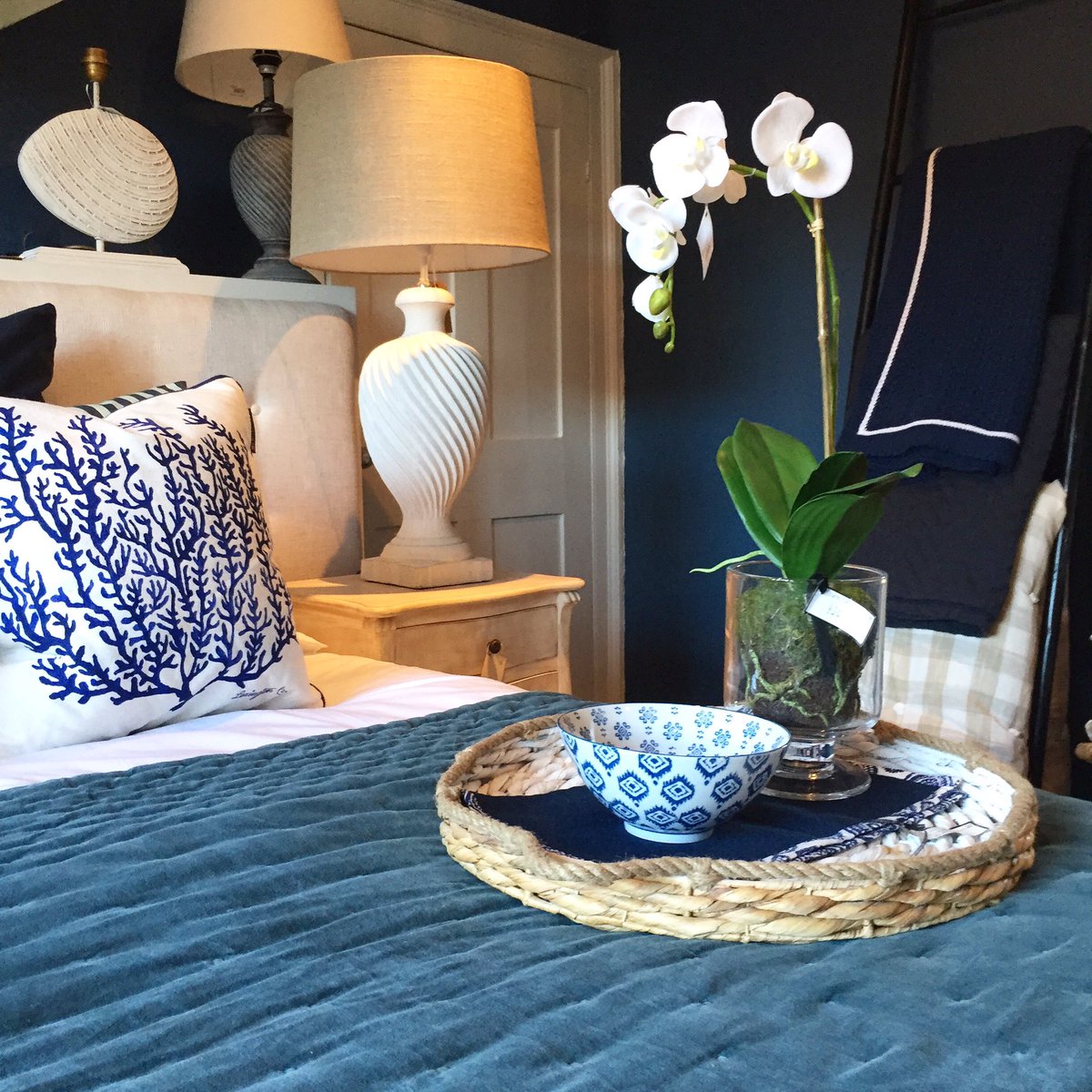 Our showroom bedroom is so inviting on this wet and cold Friday 💙☔️ #HappyFriday #design #interiordesign #henleyonthames #showroom