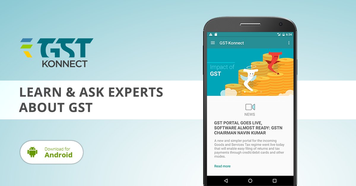 GstKonnect's tweet photo. #GSTKONNECT mobile app lets to access #gstcourses #gstcalculator &amp; latest #gst happenings on the go
download app now https://t.co/DozcM74tx5 https://t.co/3KddXgUBD5