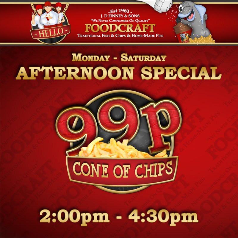 FoodCraftChips's tweet photo. Guess what! #99pchips #winsford #coneofchips #afterschoolspecial #foodcraft #awardwinning #goldenchips #takeaway #fishandchips https://t.co/4xmCZGtoFP