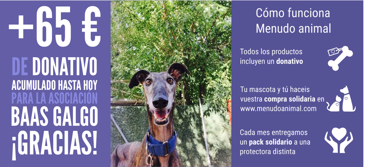 MenudoAnimal's tweet photo. 10 de Febrero y ya tenemos +65€ de #donativo 👉💜 para @Villagalgo 🐕 ¡Haz tu compra y únete al proyecto solidario! 🖱🛒➡ https://t.co/1sK0sX2yRG https://t.co/ZV6Mej4hMF