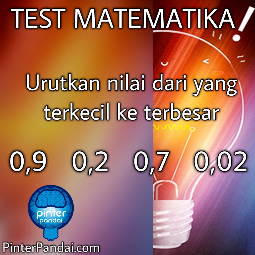 pinterpandai_id's tweet photo. Test #Matematika: Urutkan nilai pecahan #desimal dari terkecil ke terbesar 0,9 0,2 0,7   0,02

https://t.co/omsPM8lcQw

#PinterPandai https://t.co/aQkSiMNnAC