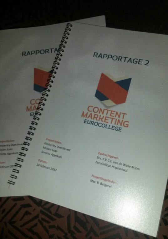 jemimaah's tweet photo. Vandaag onze 2e rapportage inleveren. Op naar ons laatste! #projectgroepcontentmarketing #laatsteloodjes #eurocollege https://t.co/XKaPjkxybO