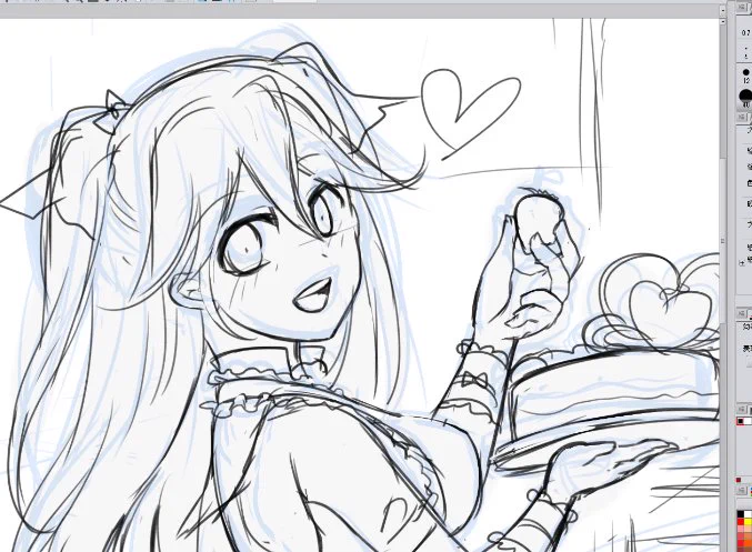 バレンタイン絵間に合うかなぁ……; 