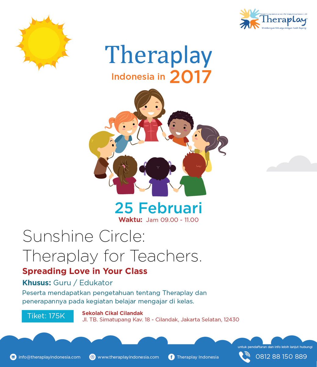 theraplayID's tweet photo. Teman-teman Theraplay, yuukk daftar Sunshine Circle : Theraplay for Teachers! Happy weekend! :) https://t.co/r6FuTPYSWD
