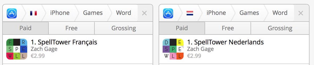 Wow! Super excited that SpellTower Français + SpellTower Nederlands are top word games in their respective countries. Thank you!