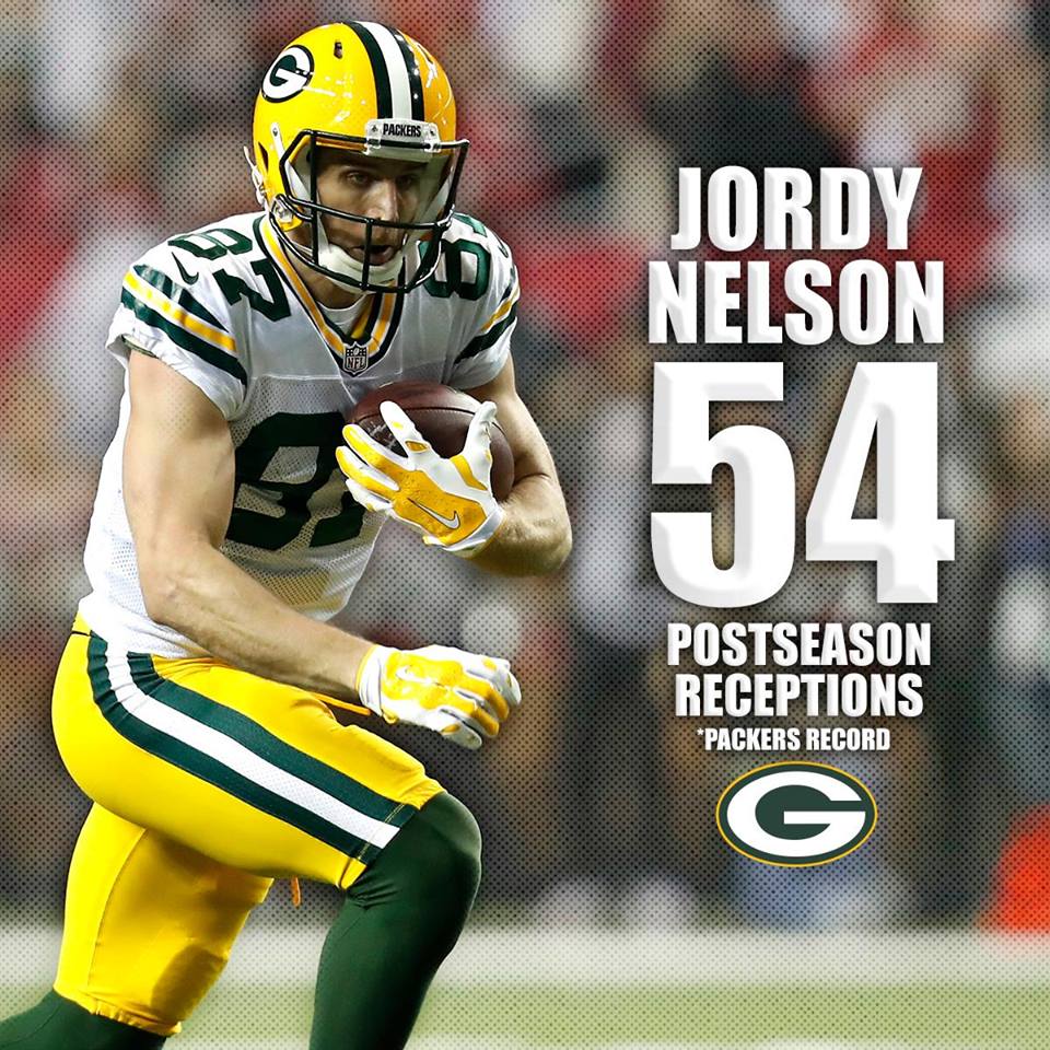 Packers_BRnews's tweet photo. o WR @JordyRNelson é o jogador que mais recebeu passes na pós temporada na história do #Packers! #GoPackGo #GoPackGoBR https://t.co/ewW6TPfZPF