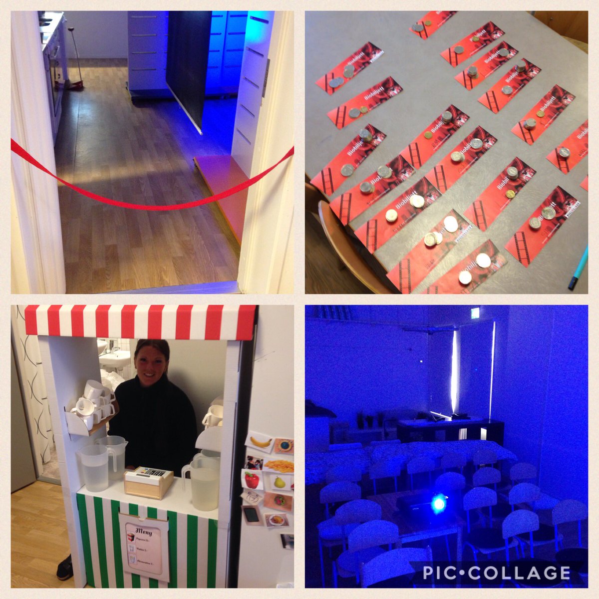 HeidiKackur's tweet photo. Trädgårdslundens barn har byggt sin egen biokiosk där de idag fick biobiljett och egna pengar att handla popcorn och citronvatten för. https://t.co/4YP7iKx0A7