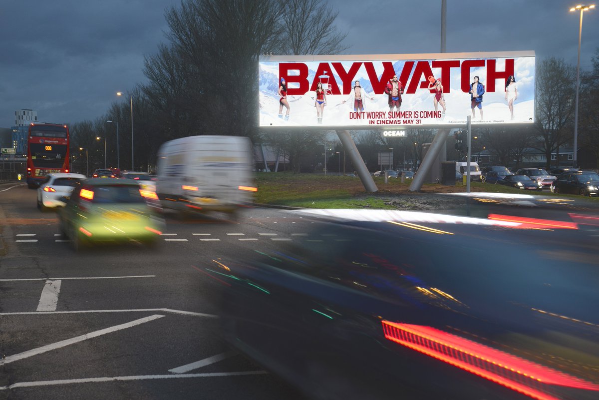 OceanOutdoorUK's tweet photo. Unmissable location Princess Road #Manchester "Don't worry summer is coming" #Baywatch @ParamountUK @kineticwwUK @mediaedgecia https://t.co/Z5Rrcz11o6