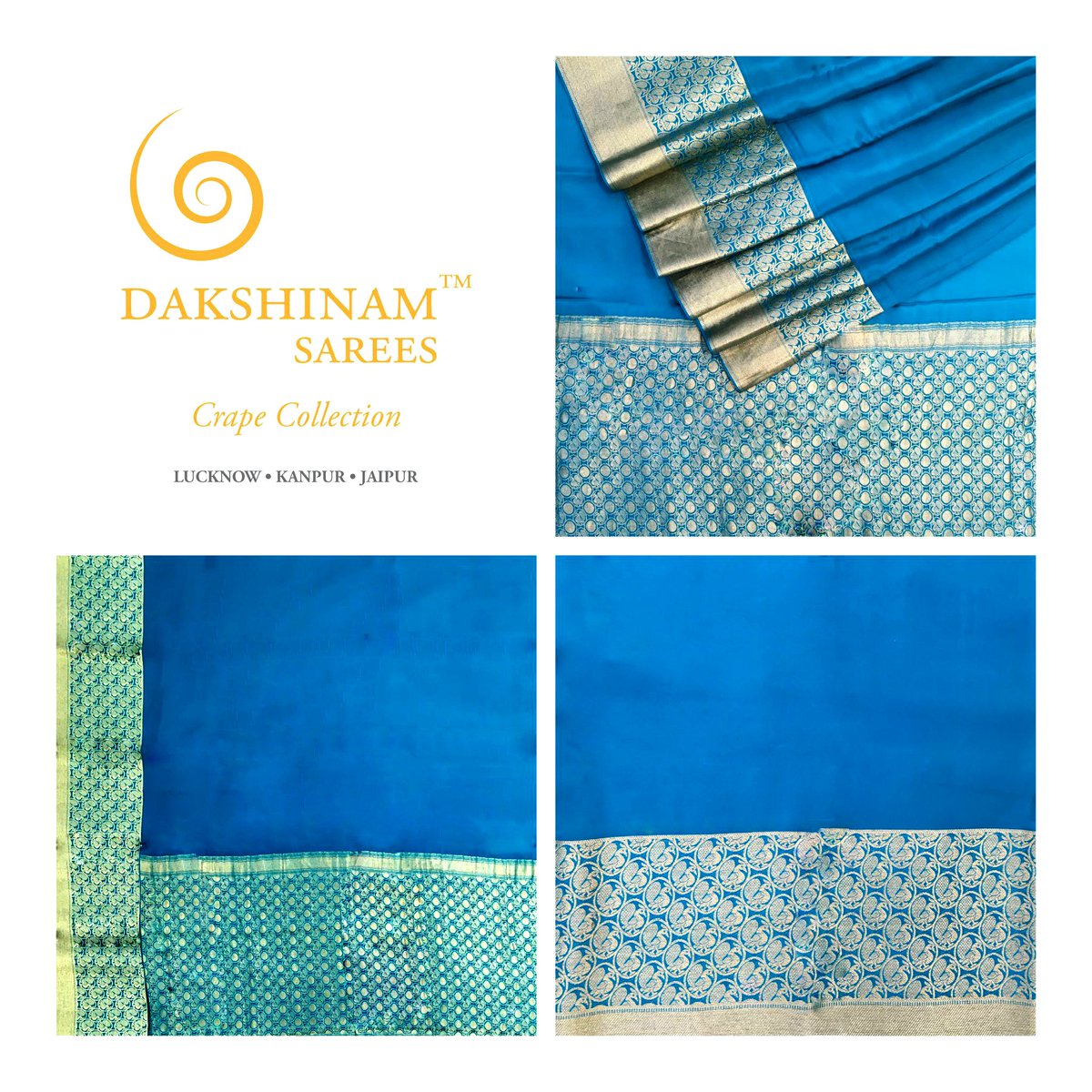 DakshinamSarees's tweet photo. #Dakshinam #saree #Crape #CrapeSilk #CrapeCollection #Handwoven #Handloom #Silk #HandcraftedThreads #ThreadPatterns #Lucknow #Kanpur #Jaipur https://t.co/I4W3NWdh2T
