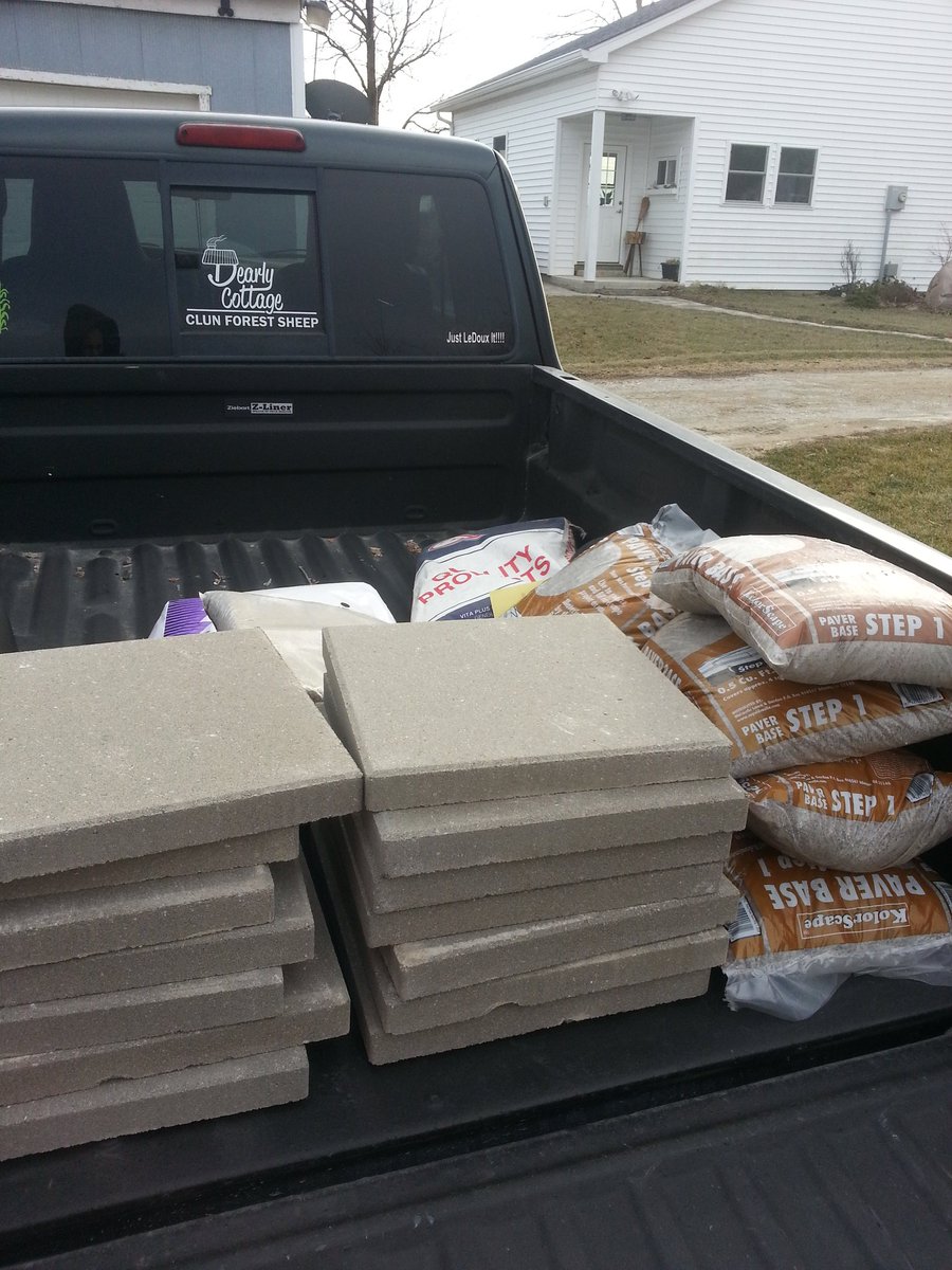 DearlyCottage's tweet photo. Who wants to help unload?   Supplies to pave a little more of the barn dirt floor. https://t.co/eoxPAaXetu