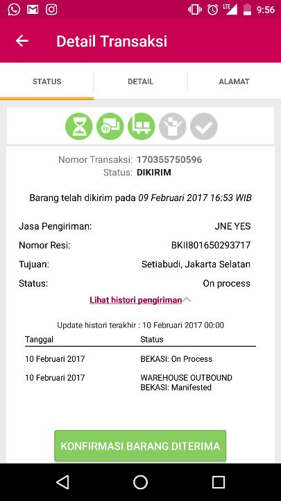 Ini gimana kelanjutannya? Brg msuk jam 5 sore kok baru proses jam 00? <a href="/JNECare/">JNE Customer Care</a> <a href="/JNE_ID/">JNE Express</a> <a href="/bukalapak/">Loi Tran</a> <a href="/Bukalapak_Care/">Bukalapak_care</a> #1