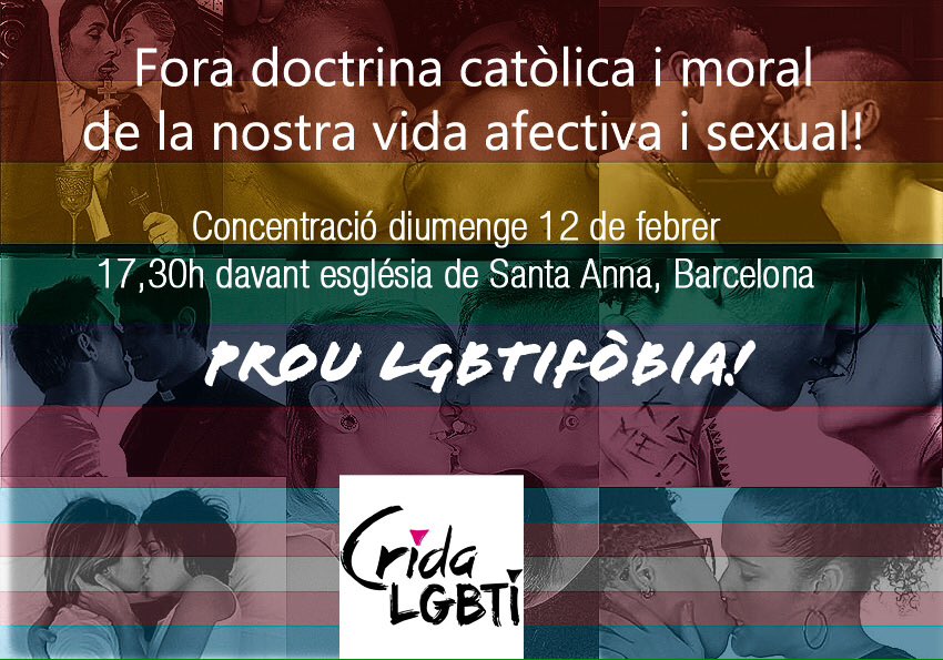 cridacridacrida's tweet photo. Aquest diumenge convoquem a la concentració de rebuig a l'acte homòfob organitzat per l'Arquebisbat de Barcelona https://t.co/CiwgaXcfJG https://t.co/eS6IFGrzev