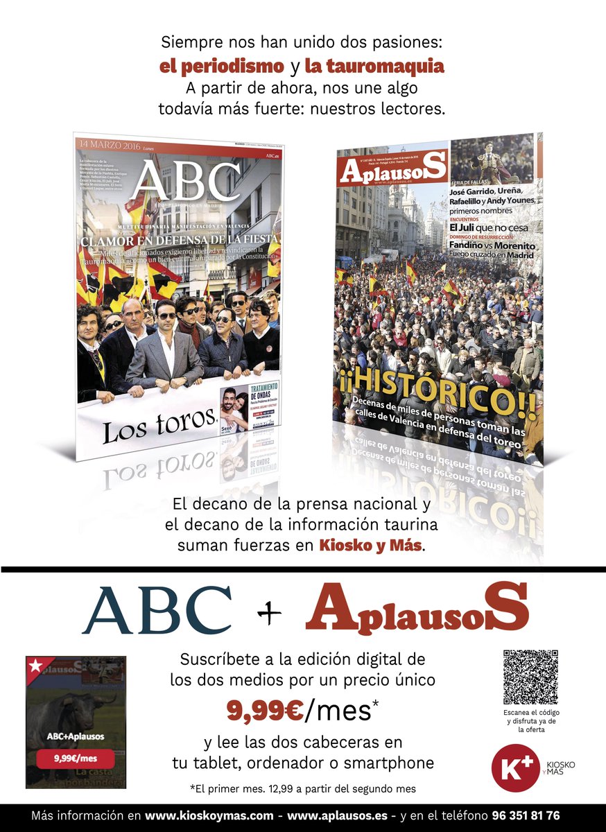 Siempre nos han unido dos pasiones: el periodismo y la tauromaquia. A partir de ahora, nos une algo todavía más fuerte: nuestros lectores.