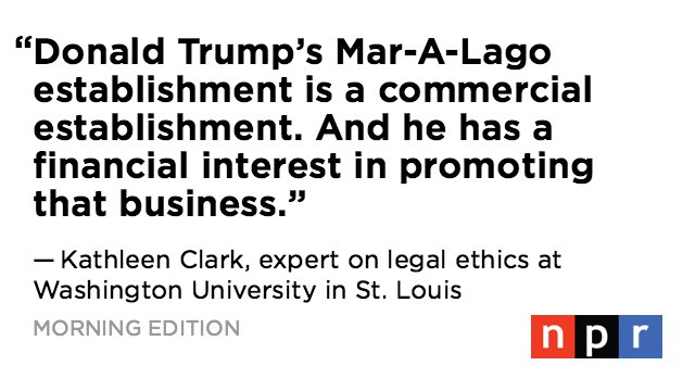 MorningEdition's tweet photo. Using Mar-A-Lago to host Japan's Prime Minister is "product placement" says an ethics expert. https://t.co/S3TMHikDHd https://t.co/pv5dL2bIVu