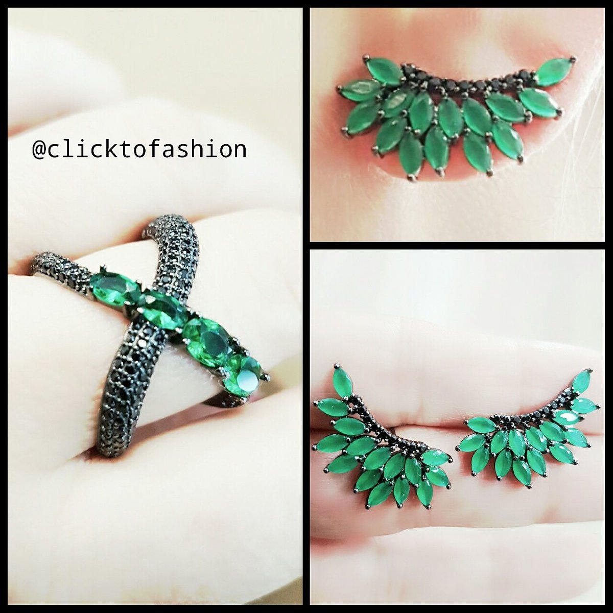 Click2fashion1's tweet photo. Sextou !!! Brincos earcuff em prata com zircônias verdes e negras !! #brincos #top #brincosdivos #brincoslindos #earcuff #trend #tendencia https://t.co/sBxY9QoFg9