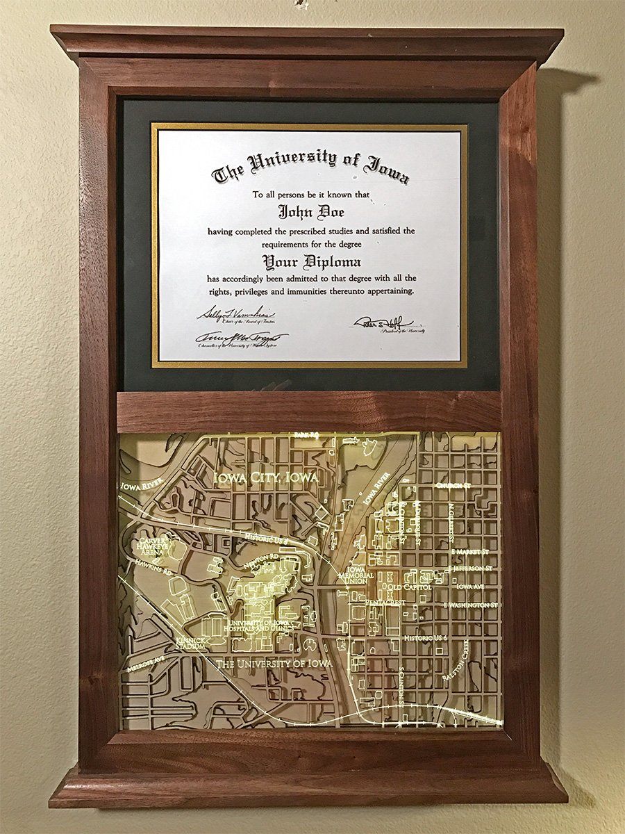 lucaspeters's tweet image. My latest project: Diploma frames with illuminated lasercut campus maps. #ames #iowacity #iowa #norman #oklahoma facebook.com/lucaspeters/po…