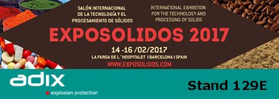 AdixProtection's tweet photo. International Fair  for the #Technology and #Processing of #Solids: 14th,15th and 16th February 2017 @EXPOSOLIDOS. STAND 129E. https://t.co/wwW5t44YDN
