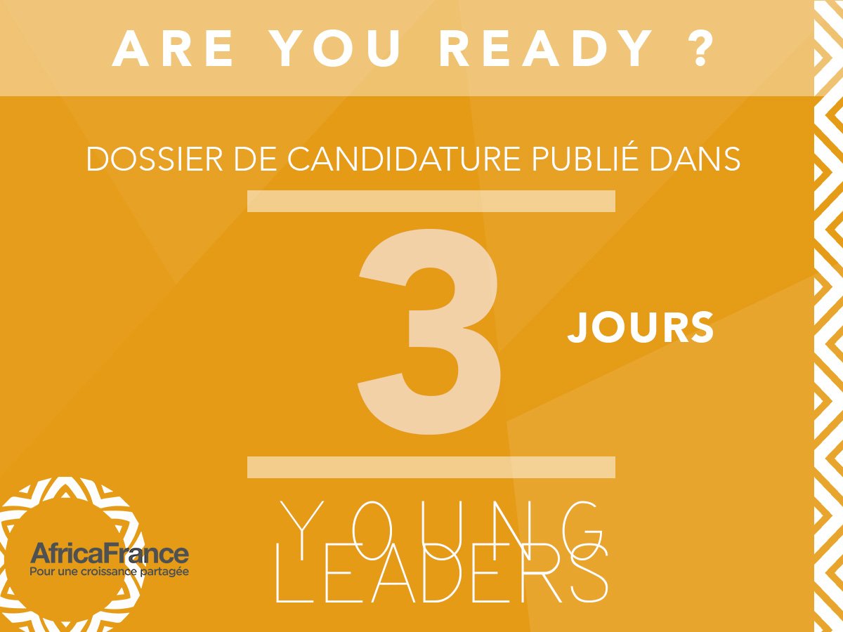 #YoungLeadersAF: vous avez entre 28 et 38 ans? Le ou la leader #Afrique #France est forcément parmi vous ➡️   africafrance.org/programmes/you…