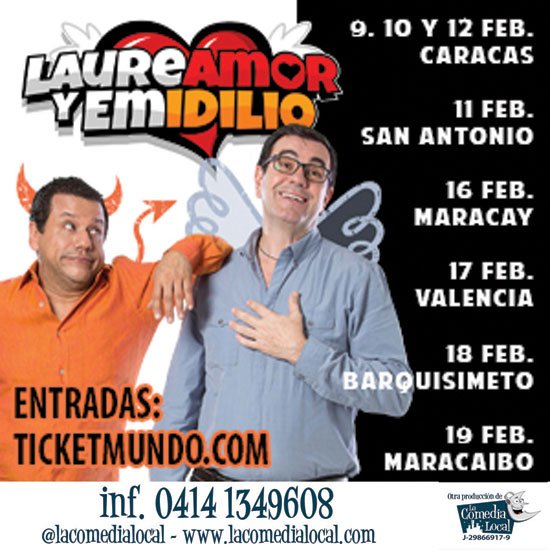 vallecarola's tweet photo. @AventuraFM913 En el mes del Amor y la Amistad regresan @EmilioLovera @laureanomar @LACOMEDIALOCAL Maracaibo 19 de febrero @CAMLIABERMUDEZ https://t.co/lTNV4Z7mHN