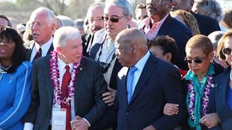 R3d3mp710nX's tweet photo. Jeff Sessions w/ John Lewis at “Bloody Sunday” March for voting rights #tcot #Trump2016 #A2 #MAGA #TrumpTrain #AmericaFirst #COLORSUNITE https://t.co/5hgi0jx4Iq