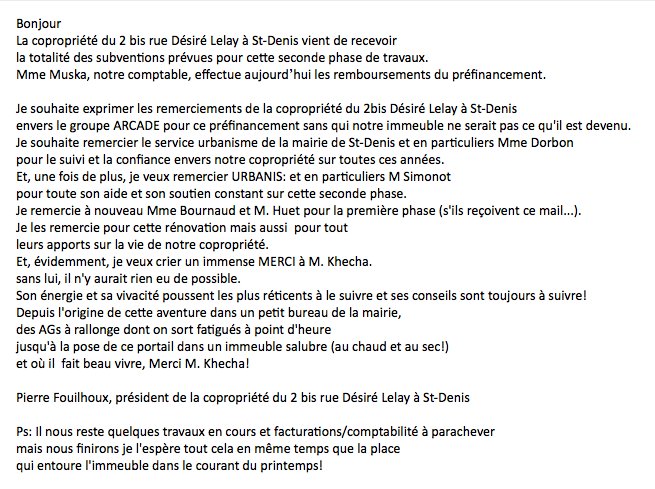 Groupe_Arcade's tweet photo. #MarcSimon Pdt du @Groupe_Arcade : Fier du succès ! Le Pdt d'une copropriété à St Denis témoigne du succès d’un travail collectif et assidu https://t.co/ifZocbY2R4