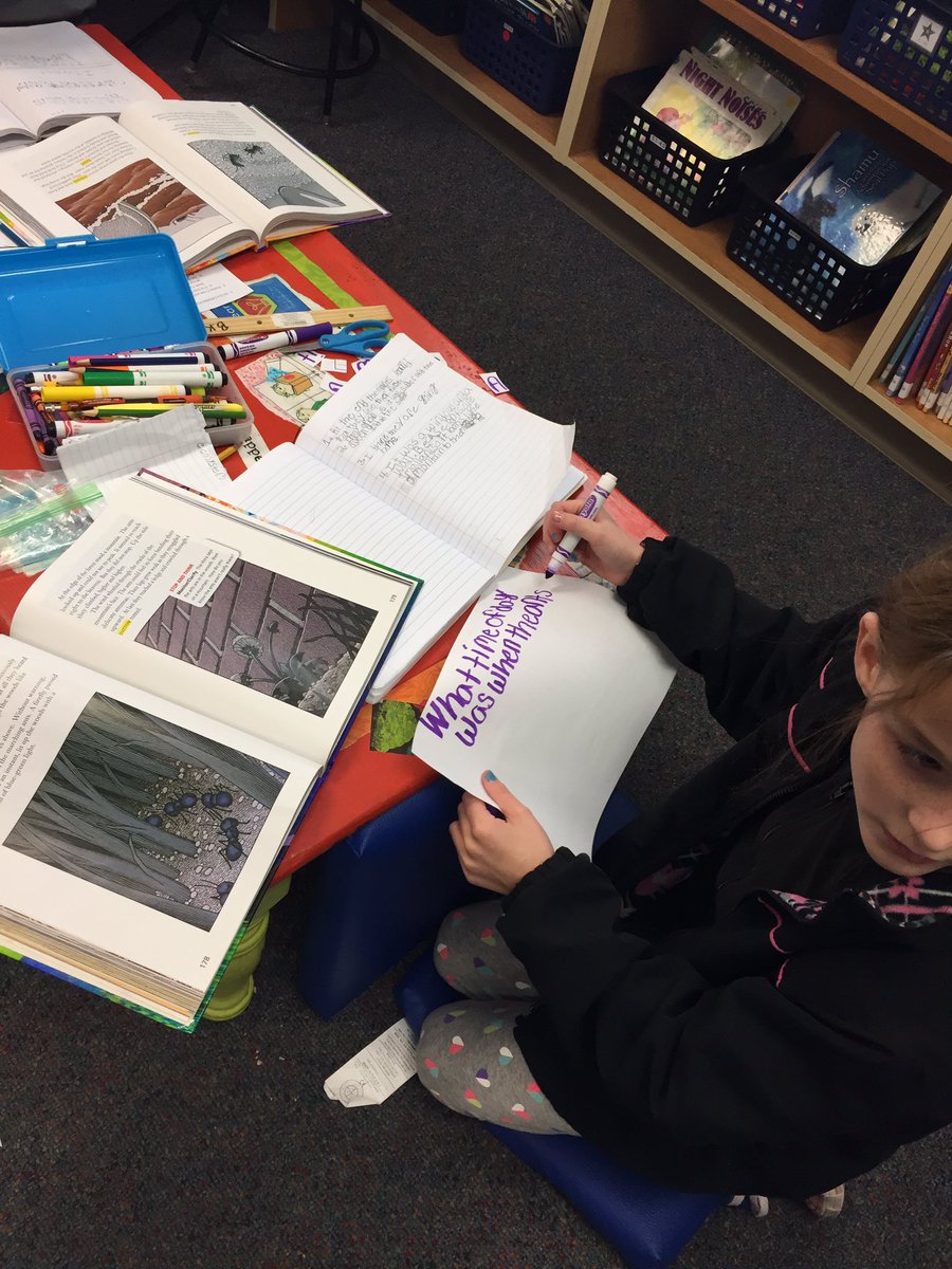 TeamKaufman's tweet photo. There's some writing and cutting going on in Room 184! We're using words from the question to ANSWER the question. #concordpride #NIICEPD https://t.co/H4wiahNkov