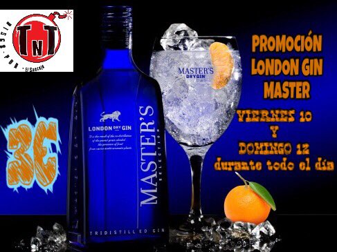 pubtnt's tweet photo. DISCO-PUB TNT
PROMOCIÓN LONDON GIN MASTER
viernes 10 y domingo 12
Por solo 3€ https://t.co/sh57EO69pO