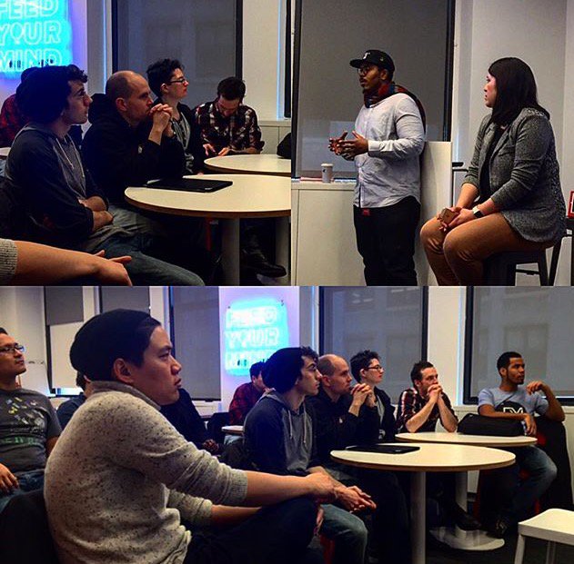 TurnToTech's tweet image. Field trip to #buzzfeed to visit our Alumni Paola &amp;amp; her coworkers to see what they do! #turntotech #appdevelopment #codingschool #fieldtrip