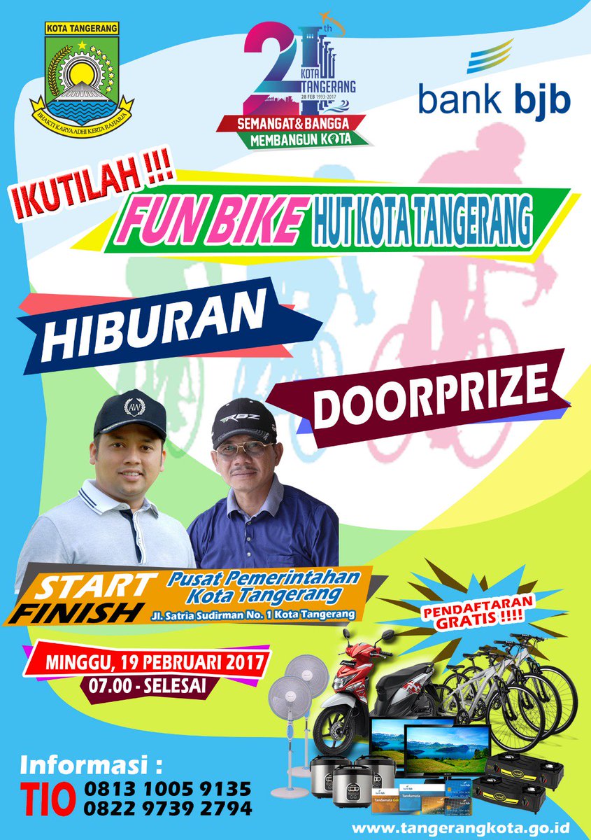 ayo,,, segera daftarkan diri anda untuk mengikuti semarak fun bike Hut Kota Tangerang ke-24, banyak DOORPRIZE menarik menanti anda, , , , ,