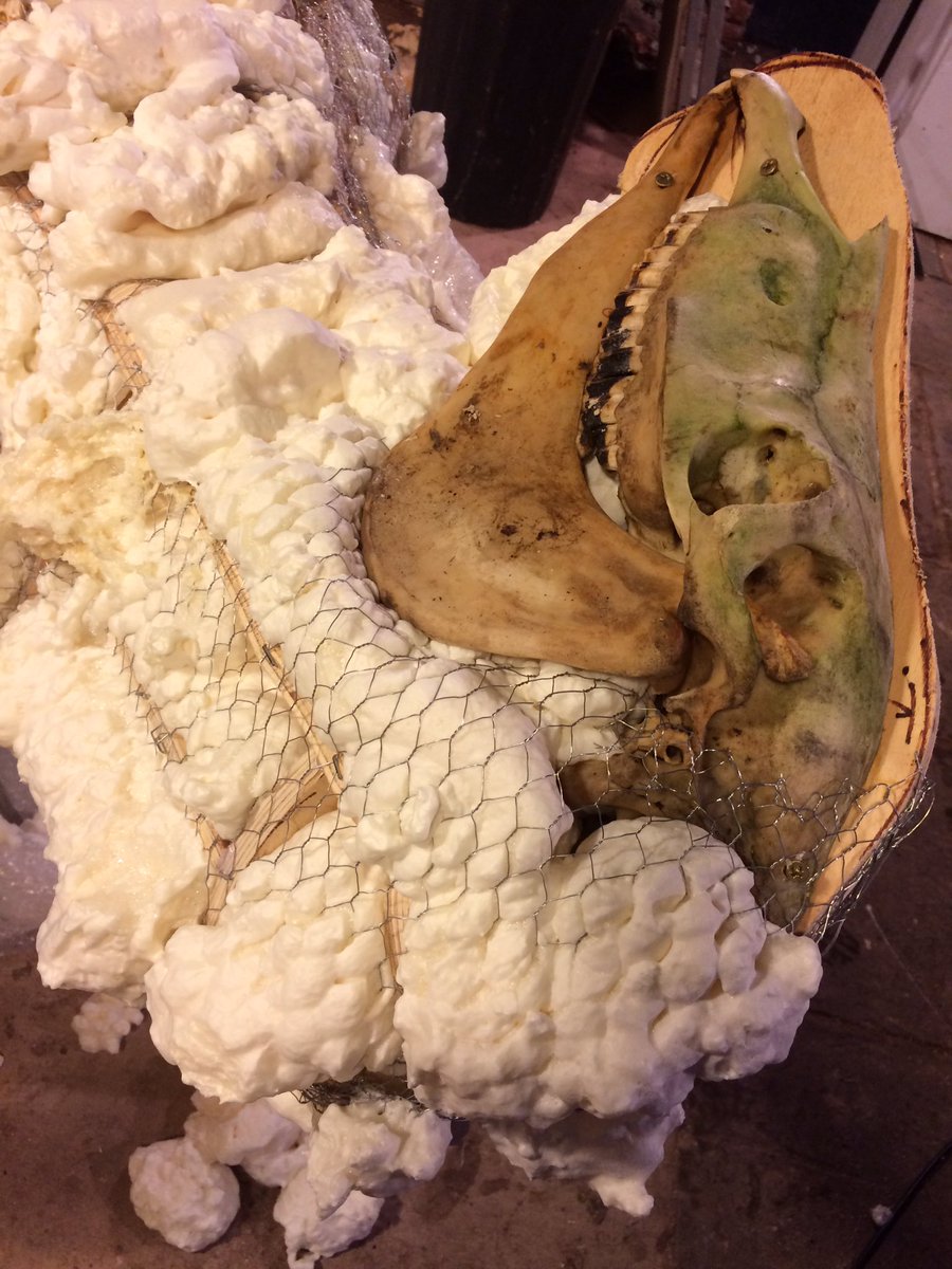 fauxidermy_uk's tweet photo. Foam Filling up the voids to make a good base for the clay #fauxmabinogion #rhiannonshorse @orielcric @visitwales @BBNatPark https://t.co/eR20iZXt26