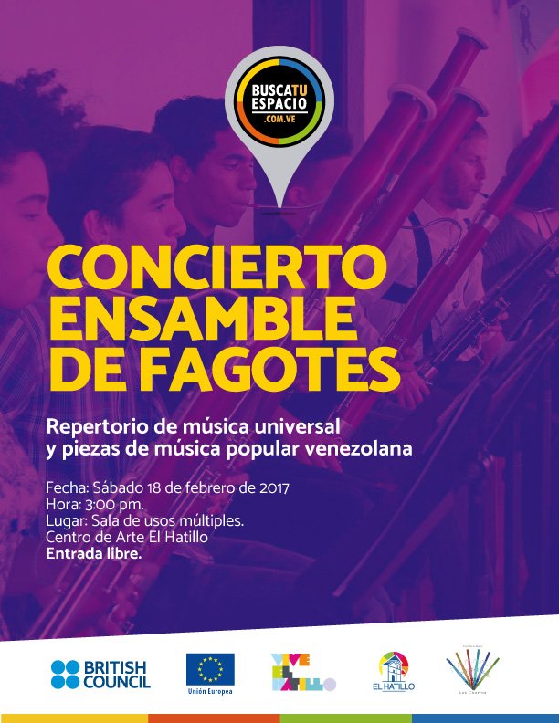 losfagotes's tweet photo. Los invitamos a nuestro primer concierto del 2017! @profesorbriceno @JairamNavas @disparejosmega #concierto #losfagotes #elhatillo https://t.co/bbyjOa5Yxk
