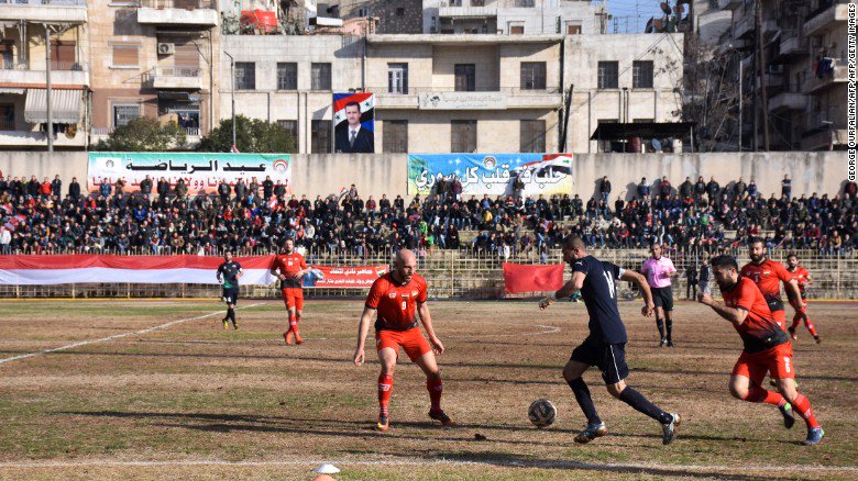 cnni's tweet image. Soccer has returned to war-torn Aleppo after five years cnn.it/2lwqGYi