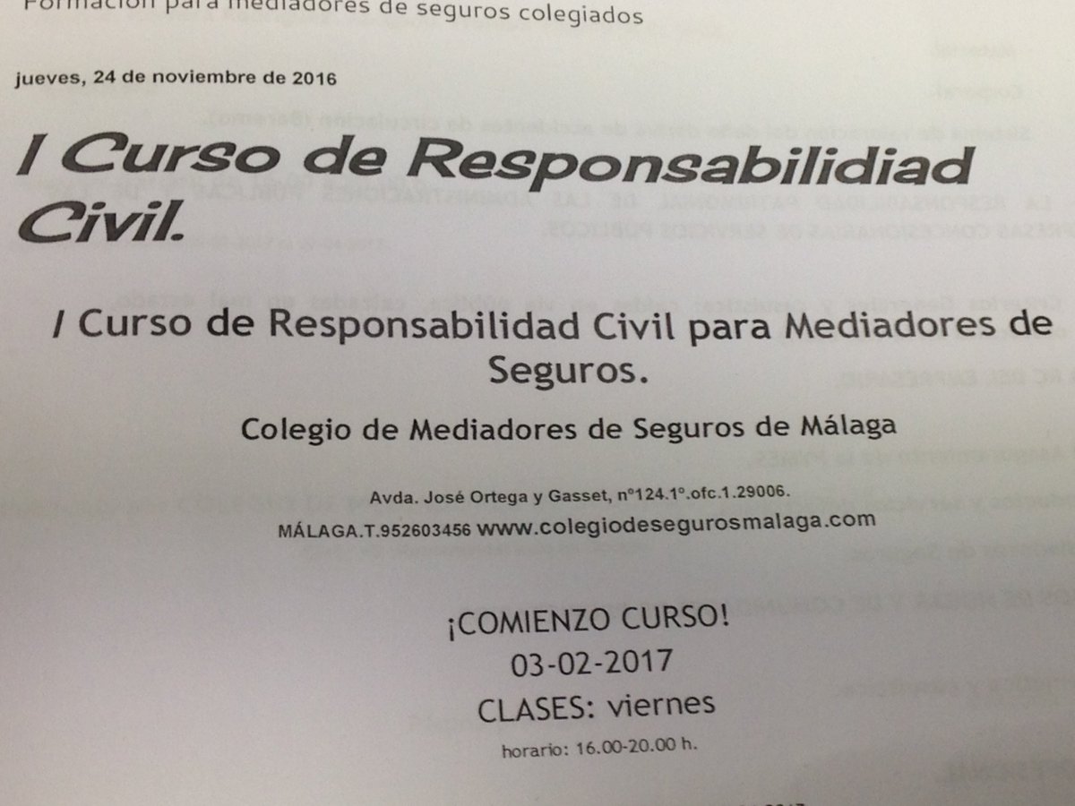 Marisaedu's tweet photo. Empezando curso de #responsabilidadcivil en el #colegiomediadoresmalaga. Pioneos! https://t.co/JGVOXG1XOy