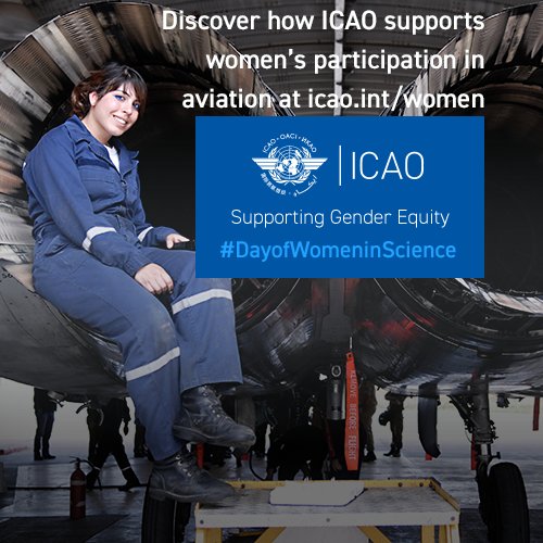 UN_Women's tweet photo. In support of #DayofWomeninScience tomorrow, @icao is launching a Women in #Aviation portal. Check it out: https://t.co/nO5pt1LLAM #STEM https://t.co/5P5onzWWPZ