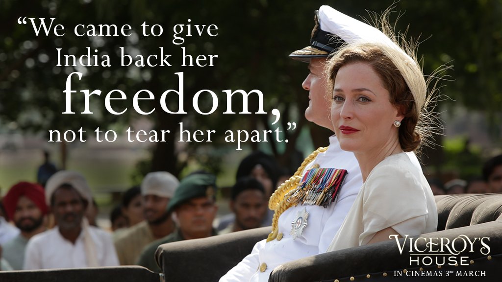 ViceroysHouse's tweet image. A daunting task, an incredible story. @GillianA stars as Lady Edwina Mountbatten in #ViceroysHouse. In cinemas 3rd March.