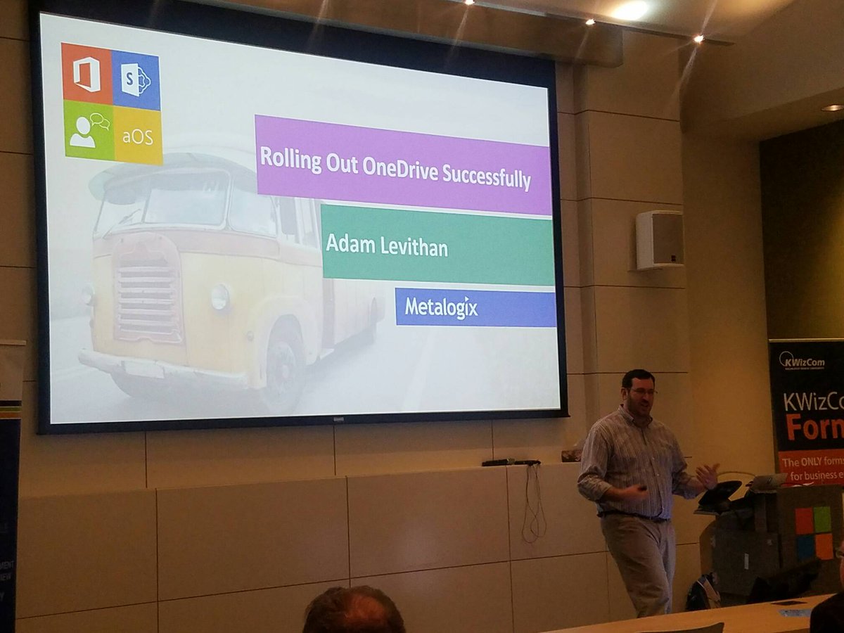 SP_Mosley's tweet photo. #OneDriveFB session kicks off with @collabadam @ 11 am #aOSCanadianTour #aOSToronto #Metalogix https://t.co/QpNY1EC2xP