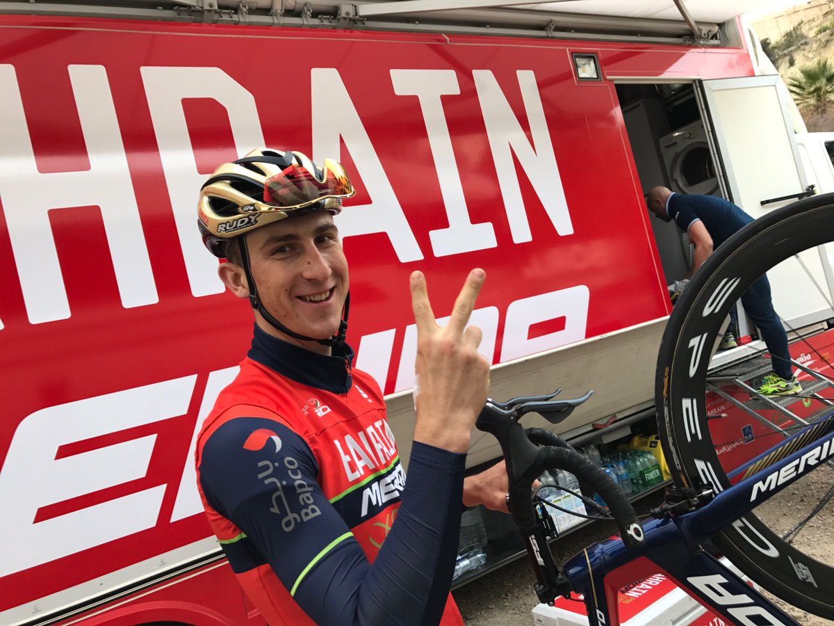 BHRVictorious's tweet photo. After the flight from Slovenia, pre-race ride for Novak, Per and Pibernik ahead of @laVueltaMurcia #BAHRAINMERIDA https://t.co/jiSbsKmWI0